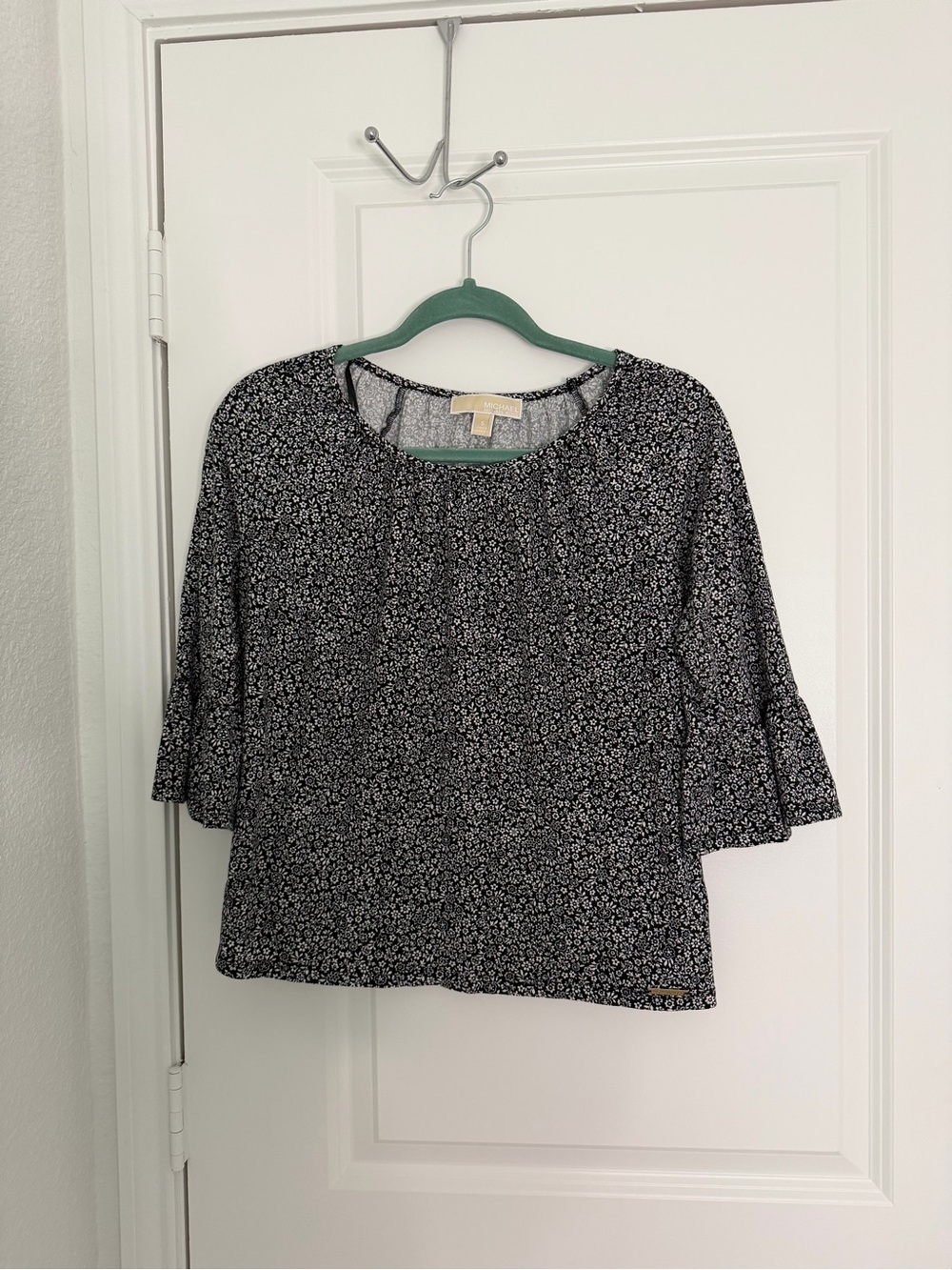 Michael Kors Black Micro Floral Blouse